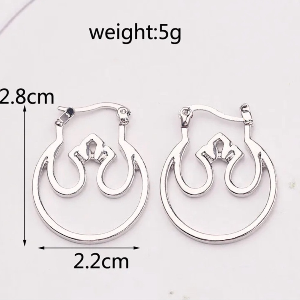 ⭐️NEW⭐️ 18K White Gold (Rhodium) Star Wars Rebel Alliance Insignia Hoop - Picture 4 of 5